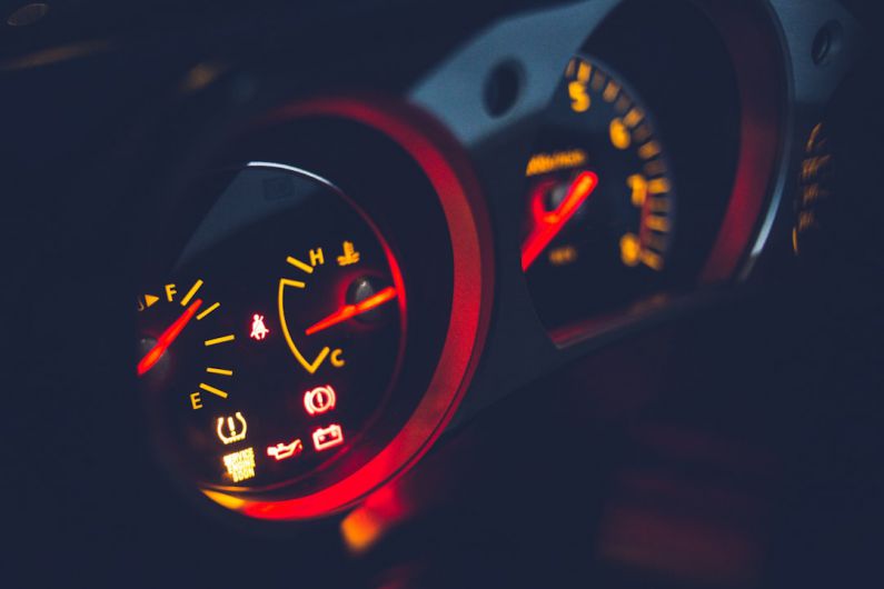 Fuel Gauge - black and red analog speedometer