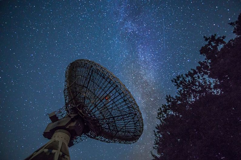 Telescope Stars - white satellite dish under blue sky during night time